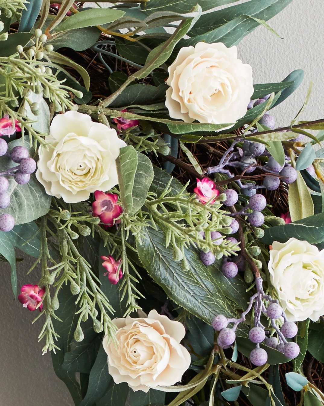 Artificial white roses